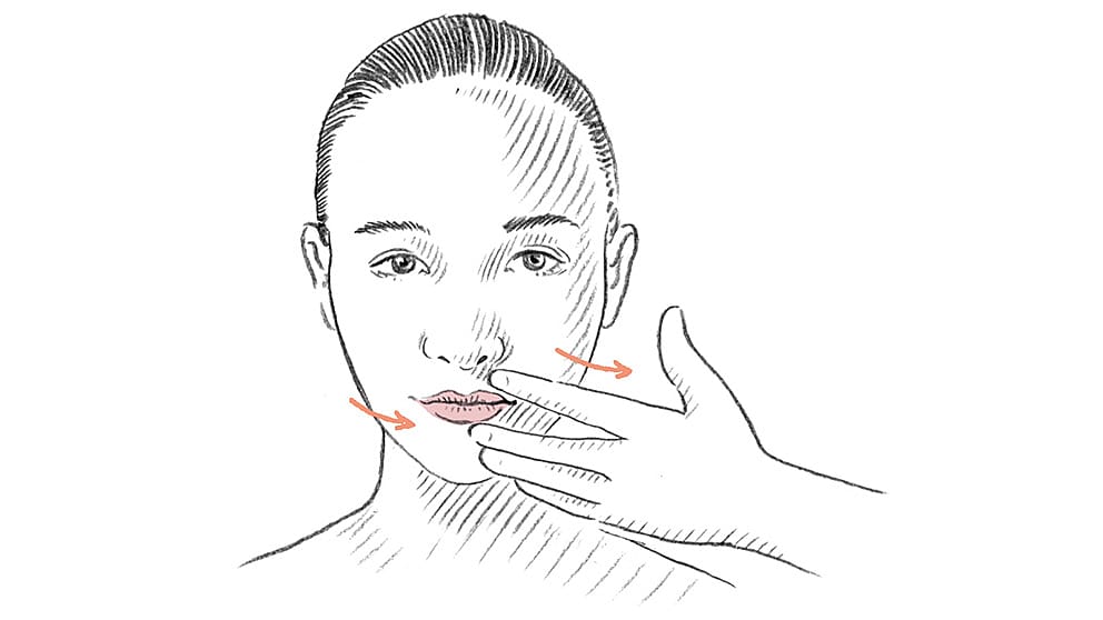 Illustration eine Hand an der Backe